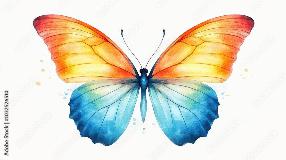 A beautiful, colorful butterfly in high-res, showing the bright orange, blue, and yellow shades of its wings in fine detail. A beautiful, colorful butterfly in high-res, showing the bright orange, blue, and yellow shades of its wings in fine detail.