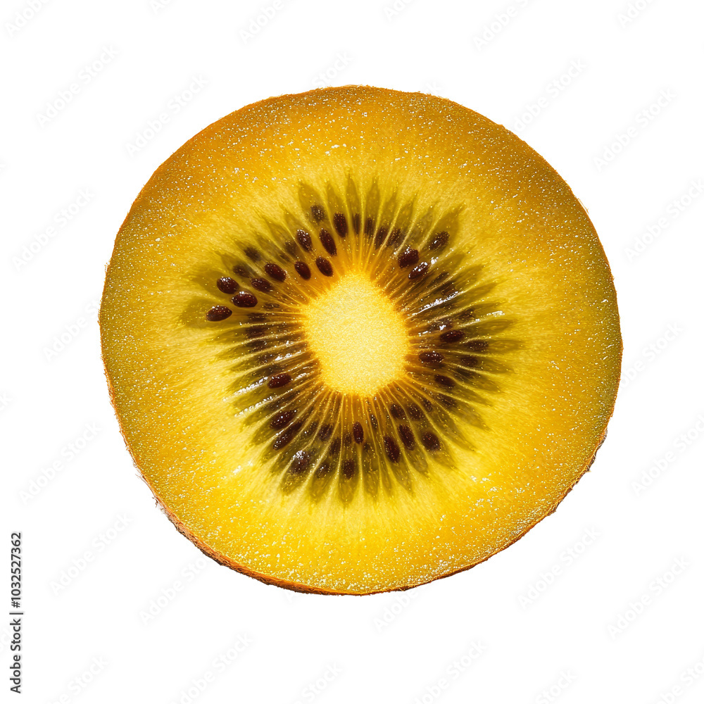 Fresh yellow gold kiwi fruit cut in half on a clean transparent background with vibrant colors, yellow gold kiwi fruit on transparent background Fresh yellow gold kiwi fruit cut in half on a clean transparent background with vibrant colors, yellow gold kiwi fruit on transparent background
