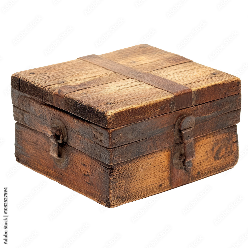 Old wooden box with sturdy hinges, rustic charm—ideal for decoration or storage, set against a transparent background, old wooden box isolated on transparent background Old wooden box with sturdy hinges, rustic charm—ideal for decoration or storage, set against a transparent background, old wooden box isolated on transparent background
