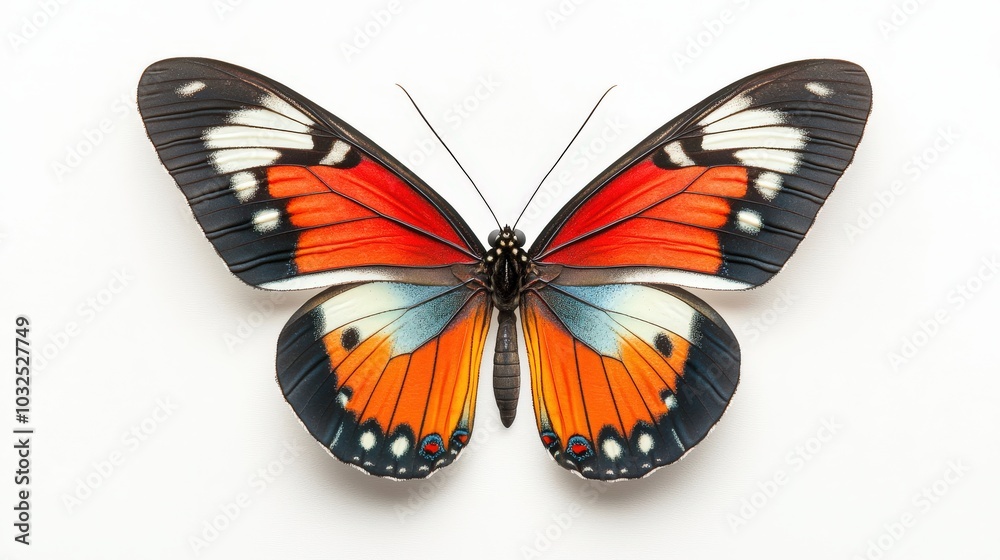 A colorful butterfly perched with wings spread, showing off its radiant colors and intricate wing patterns in high-res. A colorful butterfly perched with wings spread, showing off its radiant colors and intricate wing patterns in high-res.