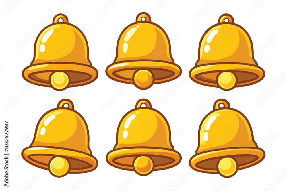 Golden Bell Icons – Cartoon Notification and Christmas Décor Graphics Golden Bell Icons – Cartoon Notification and Christmas Décor Graphics