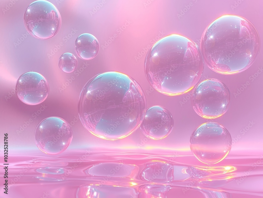 Ethereal Pink Dream Transparent Spheres in Soft Gradient Light - Abstract Minimalist Background Ethereal Pink Dream Transparent Spheres in Soft Gradient Light - Abstract Minimalist Background