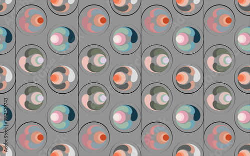 Pearl Fabric Pattern Cosmic Circles: Retro-Modern Abstract Orb Pattern