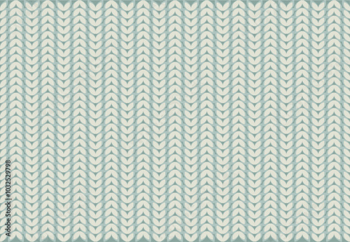 Wool Green fabric Pattern Serene Chevron Knit: Soft Teal and Cream Textured Pattern
