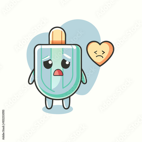 Popsicles cartoon illustration is broken heart , cute design (8)