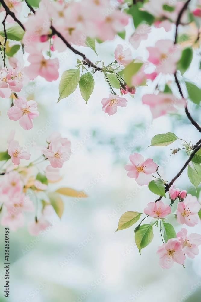 Obraz premium Pink Tree Branch with Flowers