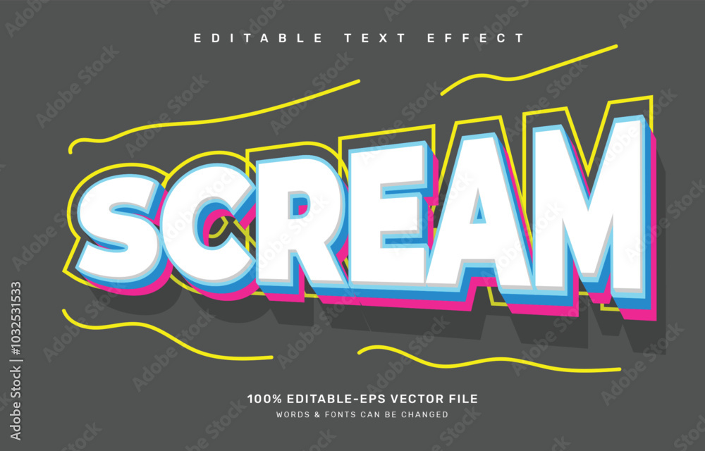 Obraz premium Scream editable text effect template