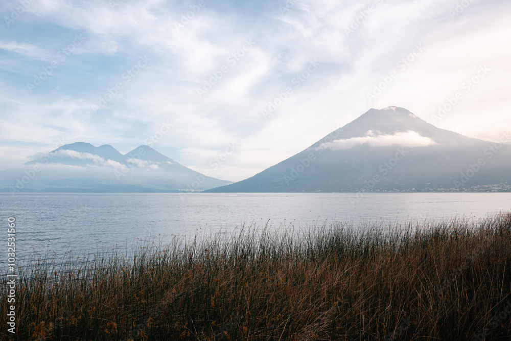 Naklejka premium volcano at a lake