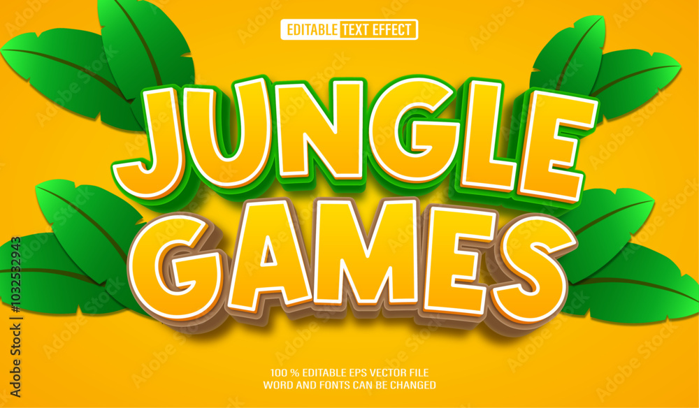 Fototapeta premium Editable 3d text style effect - Jungle Games text effect Template