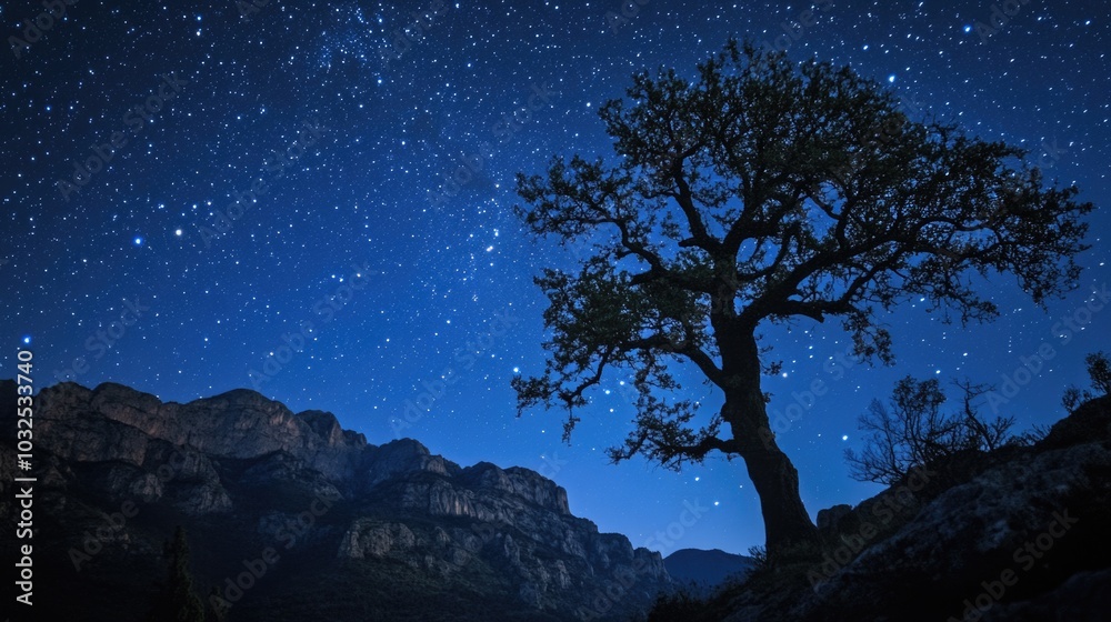 Obraz premium Lone Tree at Night