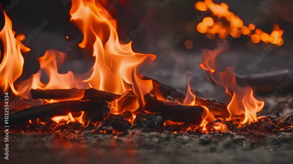 animation of fire burning wood