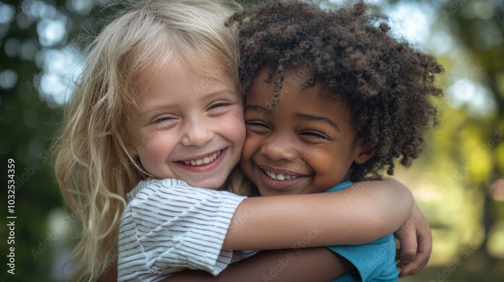 Children engaging in kind behaviors, such as sharing and helping each other Children engaging in kind behaviors, such as sharing and helping each other
