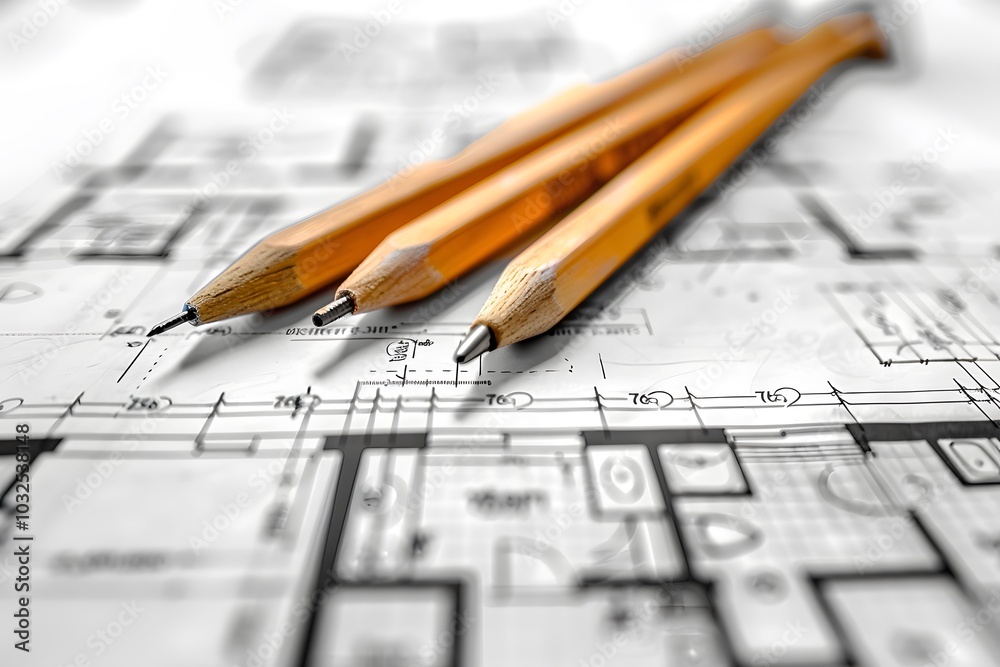 Architectural Blueprints with Pencils: A Designer's Workspace Architectural Blueprints with Pencils: A Designer's Workspace