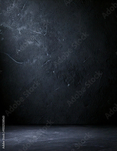 Black dark black grunge textured concrete stone wall background
