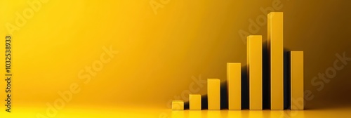 Obraz na płótnie Graph showing rising bars on a yellow background. w salonie