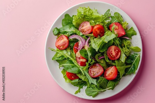 Fresh Salad with Cherry Tomatoes, Arugula, and Red Onion