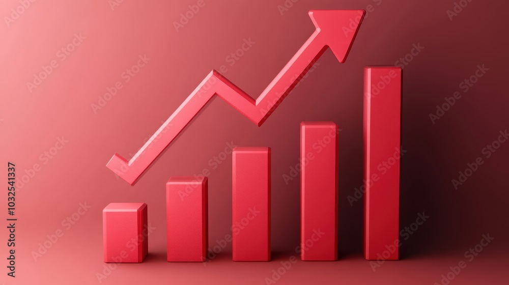 Red business graphs showing growth on a minimalistic background. Red business graphs showing growth on a minimalistic background.