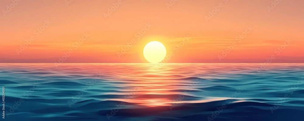 Serene ocean view at sunset with soft waves and a colorful sky. Serene ocean view at sunset with soft waves and a colorful sky.