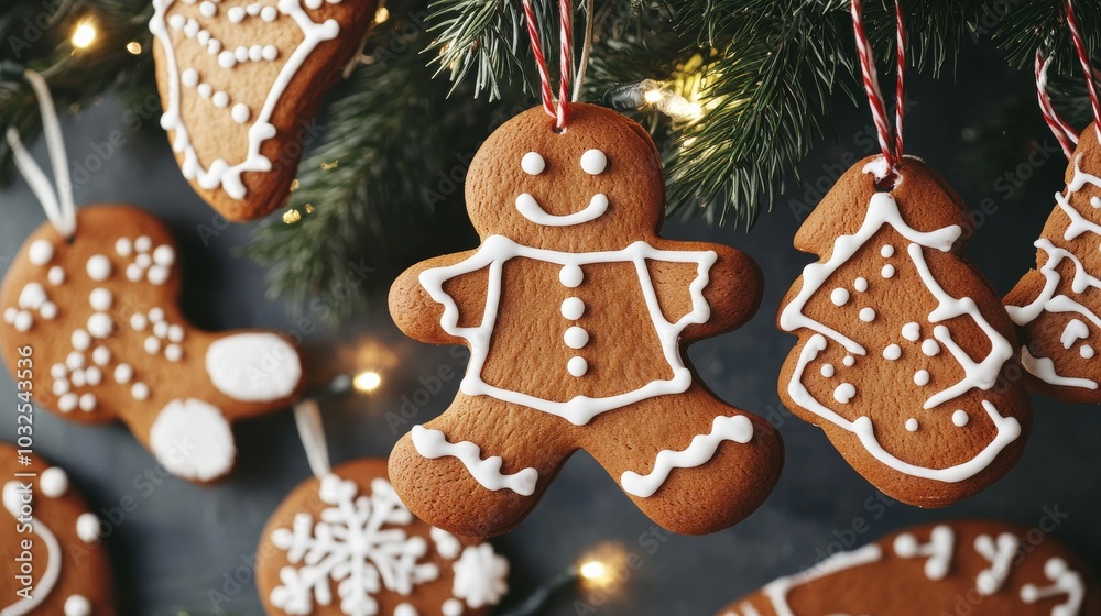 A tree with many gingerbread men hanging from it A tree with many gingerbread men hanging from it