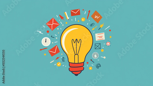 Bright Idea  Light Bulb Concept with Emails and Icons