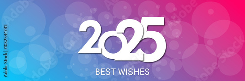 Happy new year - best wishes 2025 with colorful truncated number. Perfect vector for poster, banner, greeting and new year 2025 celebration.
