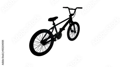 a bicycle is casting a shadow on a white background.