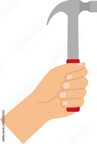 Hand holding a hammer icon. Vector illustration.