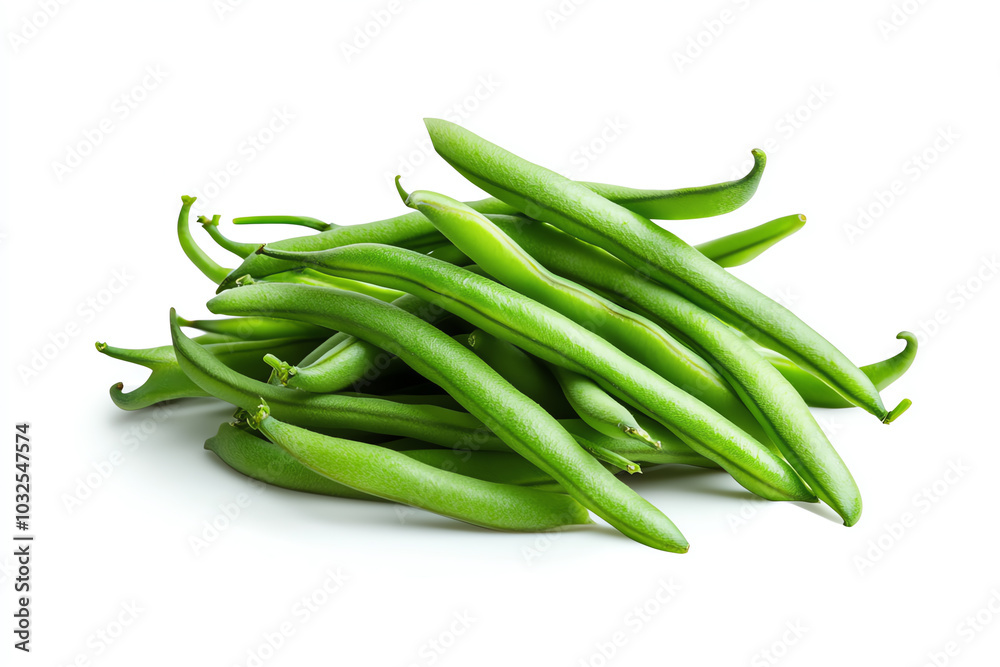 Fresh green beans, white isolate background Fresh green beans, white isolate background