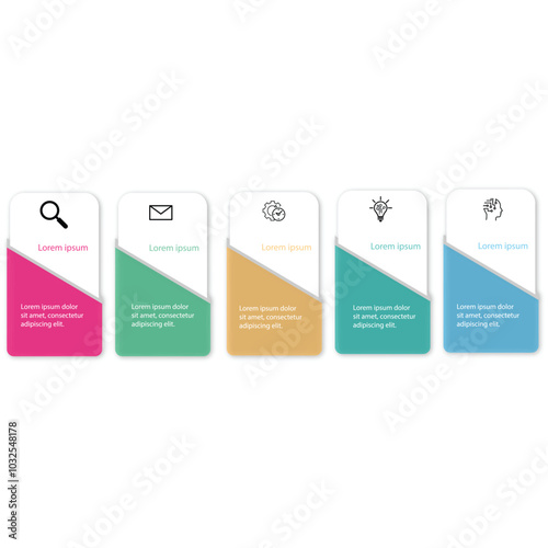 NIST cybersecurity framework infographic concept for slide presentation with rectangle box with vertical arrow shape with 5 point list with flat style
