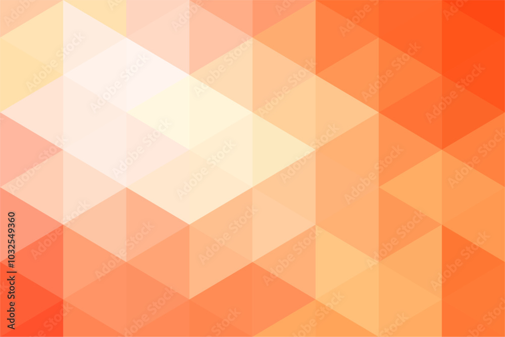 Mosaic triangle orange background. Gradient pixel polygonal background.
