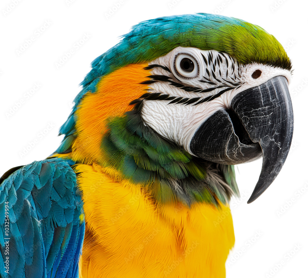 Fototapeta premium Vibrant macaw at sunset isolated on transparent background