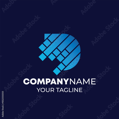 D Letter technology Logo Design