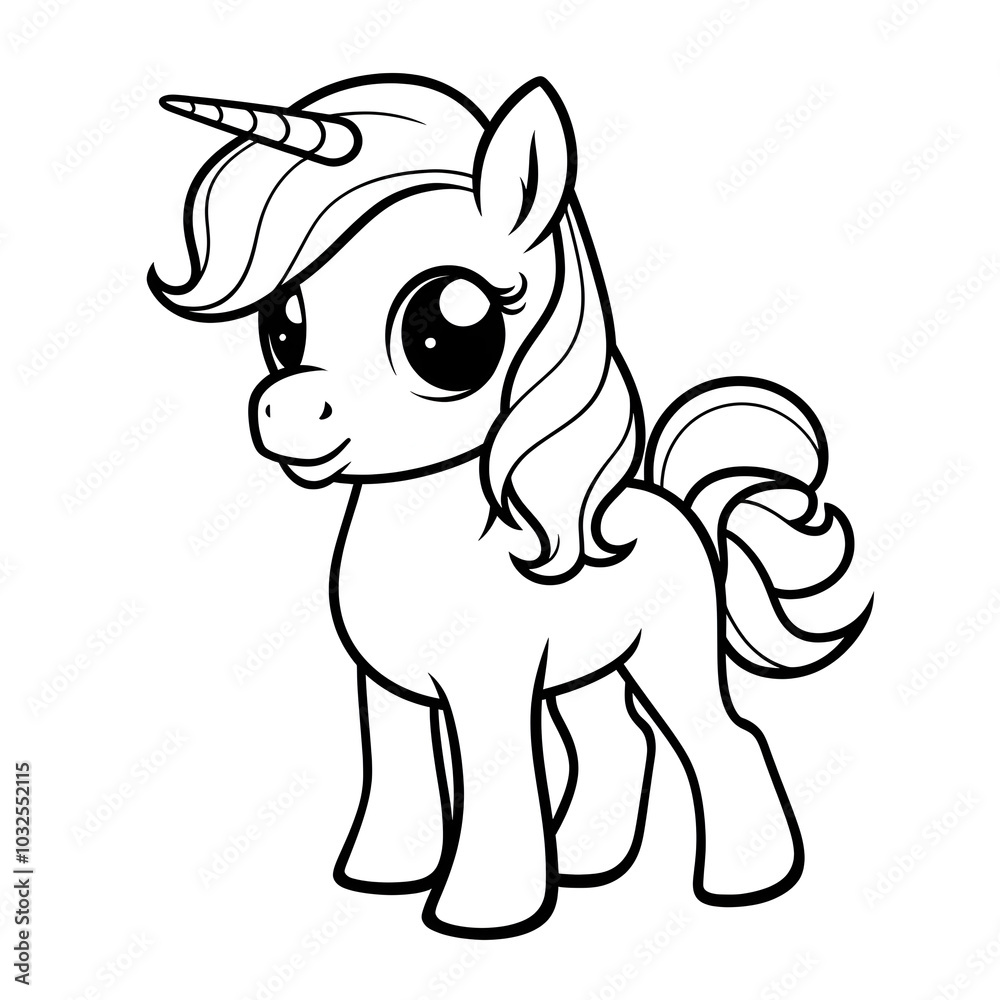Fototapeta premium unicorn coloring page for kind