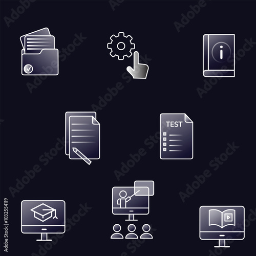Icons on the topics: courses, documents, instructions, webinars, tests