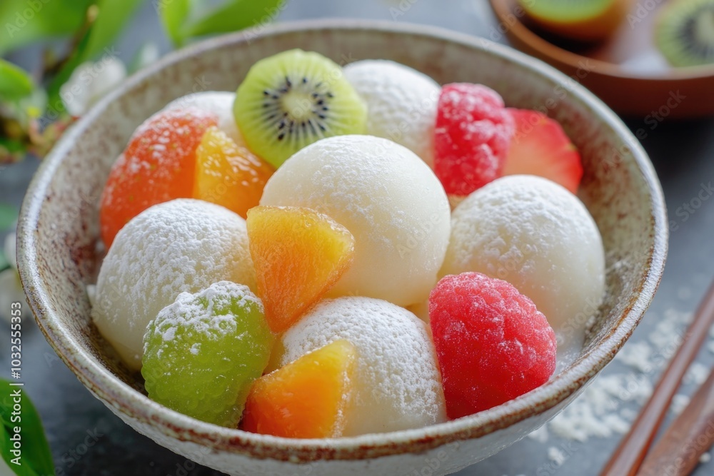 Fruit bowl with powdered sugar Fruit bowl with powdered sugar
