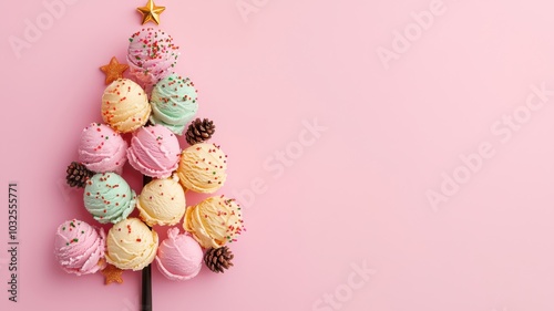 A Christmas tree made of ice cream and candy