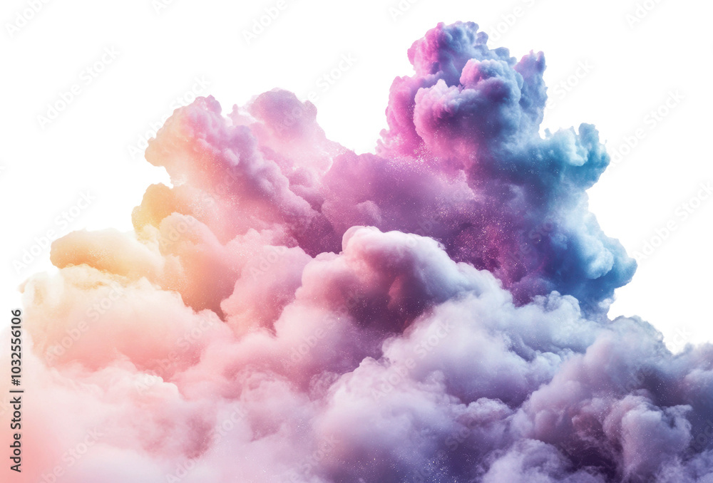 Colorful clouds billowing in a dreamy sky at dusk isolated on transparent background Colorful clouds billowing in a dreamy sky at dusk isolated on transparent background