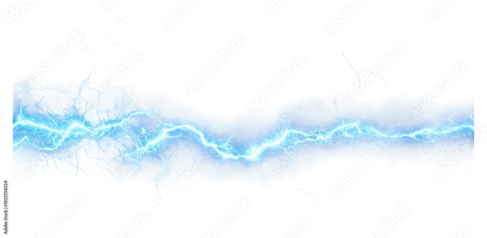 Blue lightning in a cloudy sky isolated on transparent background Blue lightning in a cloudy sky isolated on transparent background