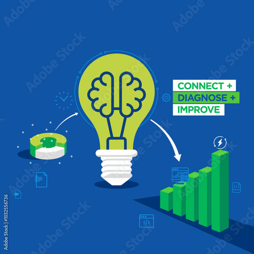Concept of digital energy data processing analysis transformation banner web icon set vector illustration concept with icon of information technology