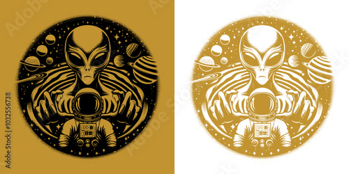 scary alien catch a astronaut design
