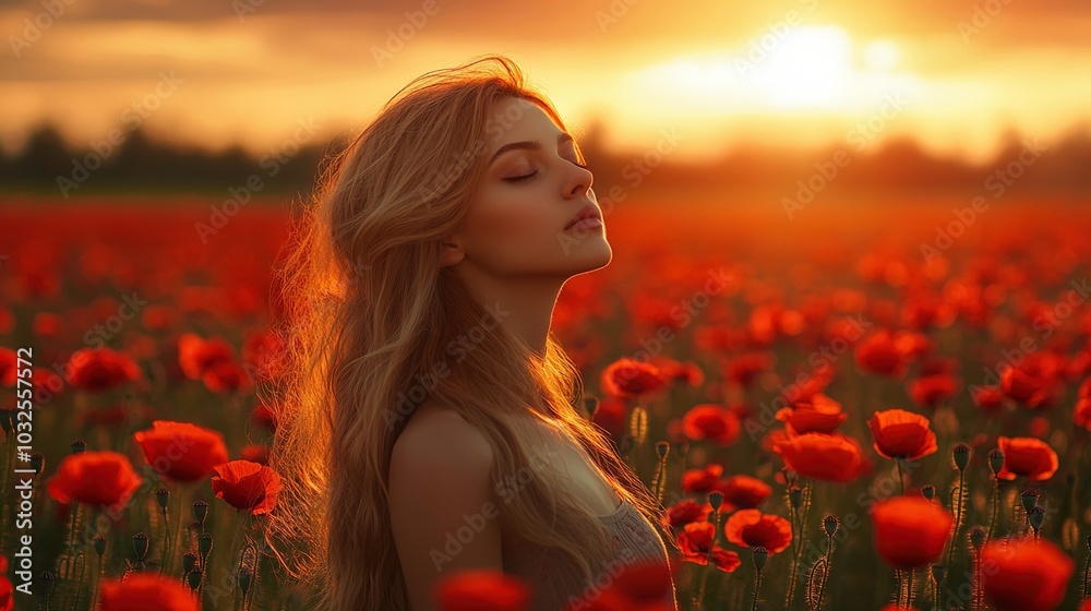 Golden Hour in Poppy Field Golden Hour in Poppy Field