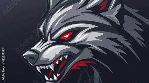 Wallpaper Mural Aggressive Wolf Mascot Design  Red Eyes  Dark Background  Esports Logo Torontodigital.ca
