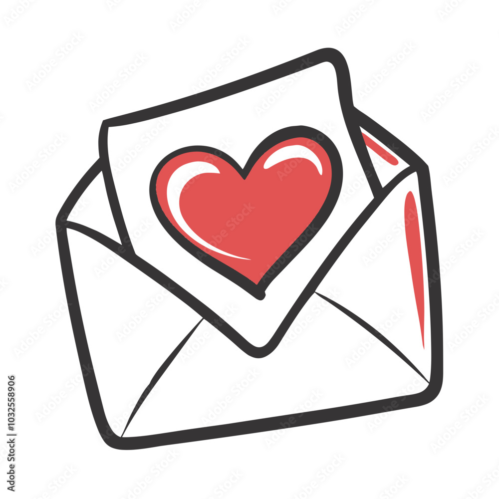 Love letter in an envelope with heart for Valentine’s Day, romantic gesture Love letter in an envelope with heart for Valentine’s Day, romantic gesture