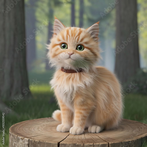 Cute cat on a wooden background