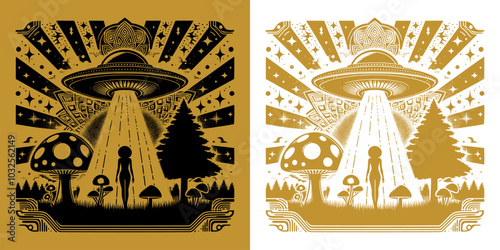 alien landscape with ufo