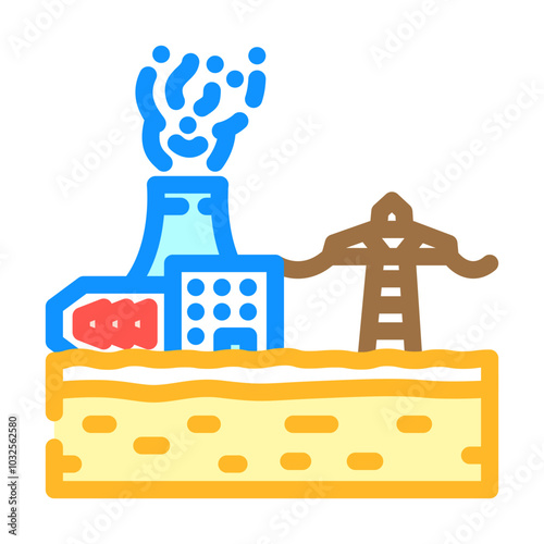 power grid geothermal energy color icon vector. power grid geothermal energy sign. isolated symbol illustration