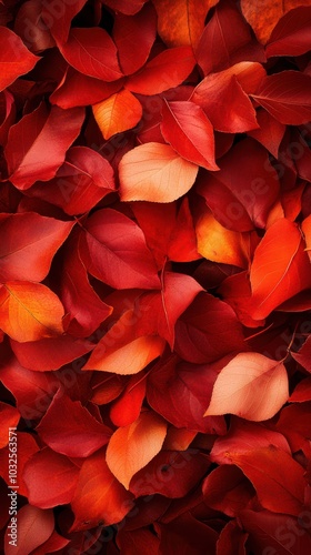 Vibrant red leaves arranged beautifully, showcasing a stunning autumnal palette. photo