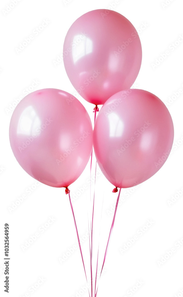 Three vibrant pink balloons floating gracefully isolated on transparent background Three vibrant pink balloons floating gracefully isolated on transparent background