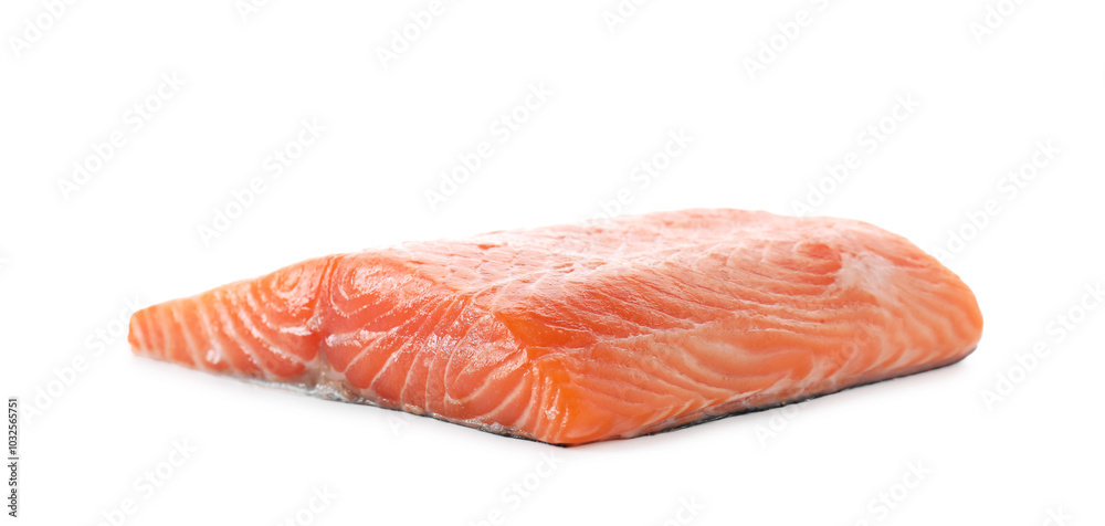 Piece of fresh salmon isolated on white Piece of fresh salmon isolated on white