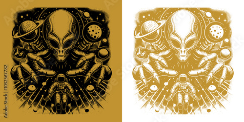 alien planet and astronaut design